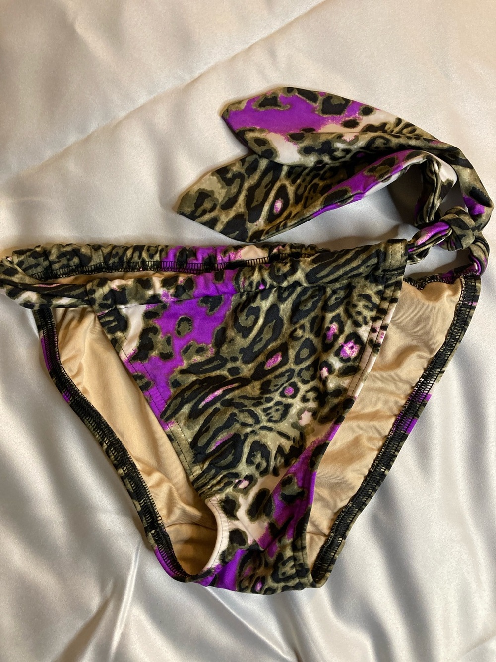 Kids Purple Leopard Print One-Piece Swim Bottom
